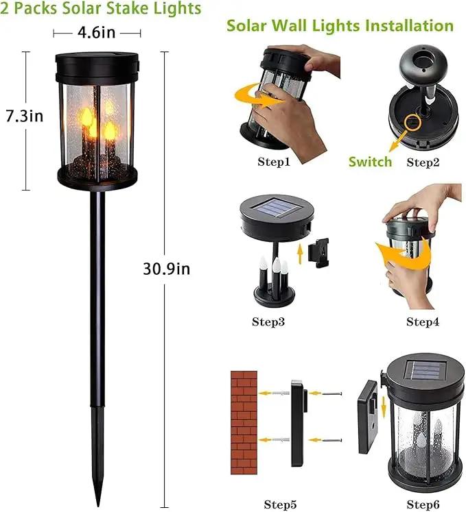 Beautyard Solar Lanterns Outdoor Waterproof Solar Candles Lantern Garden Lanterns Flickering Candle Lantern Lights Outdoor Patio Decor Mothers Day Gifts 2 Packs by GreenHaven Gardens
