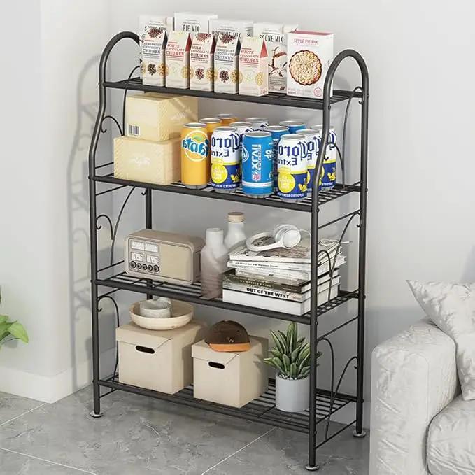 4 Tier Metal Plant Stand with wheels rack, Heavy Duty Metal Plant Shelf for Indoor/Outdoor Living Room, Balcony, Garden, Black by GreenHaven Gardens