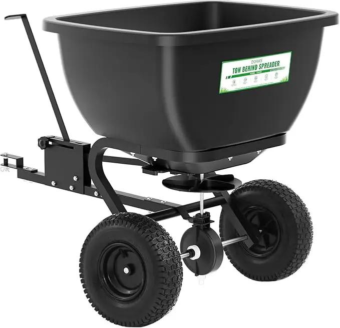 Tow Behind Broadcast Spreader, 200 LB Capacity,Fertilizer Spreader Holds up to 550 lbs with 13" Pneumatic Tires and Adjustable Flow Control Lever,for Fertilizer, Grass Seed, Salt, Ice Melt, Lawn by GreenHaven Gardens