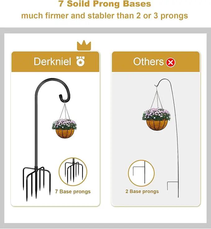 Shepherd Hook 75 Inch Tall Heavy-Duty Metal Garden Hanging Pole Stake for Bird Feeder Pole Plant Baskets, Black (1 Pack) by GreenHaven Gardens