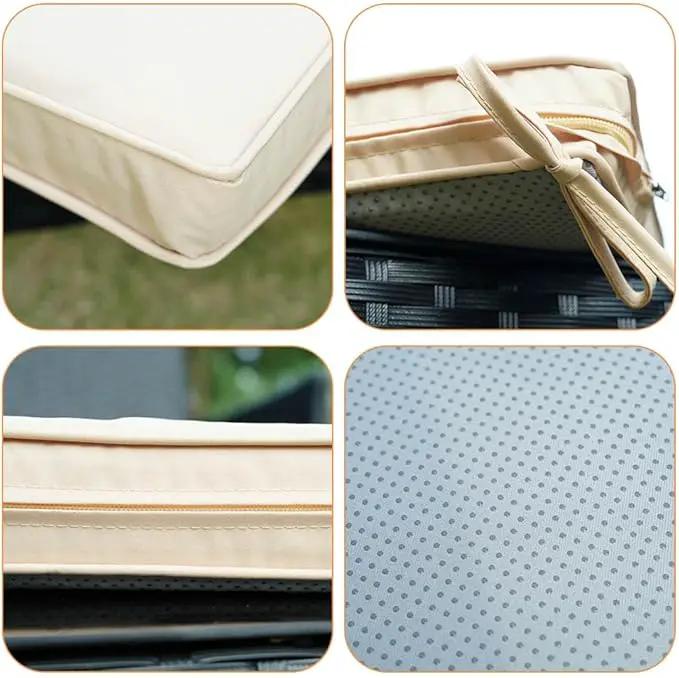 3-Pack Outdoor Patio Furniture Replacement Cushion Set–High-Elastic Sponge Cushions Fit 4-Piece Wicker Rattan Sofa, Loveseat & Chairs, 36x18x2 & 18x18x2, Waterproof, Fade-Resistant (Khaki) by GreenHaven Gardens