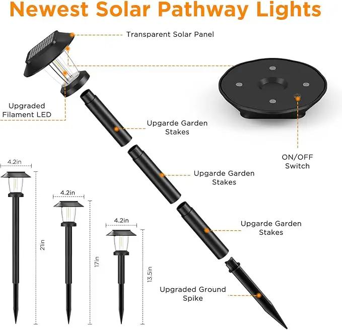 Solar Pathway Lights Outdoor - 8 Pack Solar Powered Garden Lights Waterproof, Decor Landscape Lighting with Three Lighting Modes for Yard, Lawn, Walkway, Driveway, Warm White by GreenHaven Gardens
