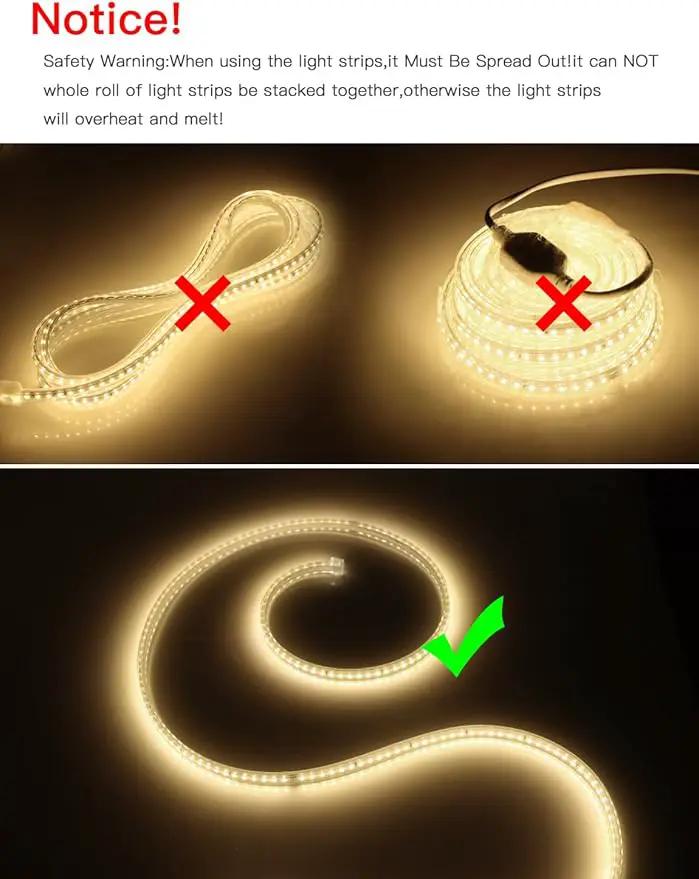 AIMENGTE Led Strip Lights for Room - Outdoor Waterproof Led Strip for Bedroom Kitchen Garden Outside Eaves House Party, AC 110V, 360LEDs, 3000k LED Rope Lighting (9.9ft, Warm White) by GreenHaven Gardens