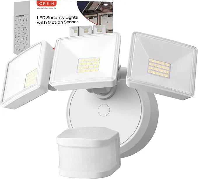 OREiN 6500LM/42W Flood Lights Outdoor, 180°/75FT Motion Sensor Outdoor Lights 4 Modes Dimmable Dusk to Dawn Floodlights IP65 Waterproof for 6000SQ.FT Area for Big Patio, Driveway, White (Hardwired) by GreenHaven Gardens