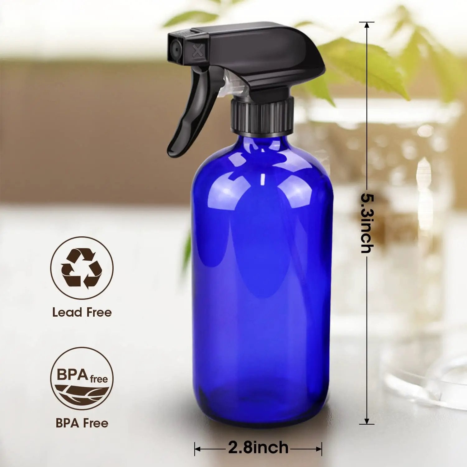Wedama Glass Spray Bottles, 16 oz Glass Spray Bottles for Cleaning Solutions and Essential Oils, Refillable Empty Spray Bottle with Adjustable Nozzles for Alcohol, Plant and Hair Care (1 Pack) by GreenHaven Gardens