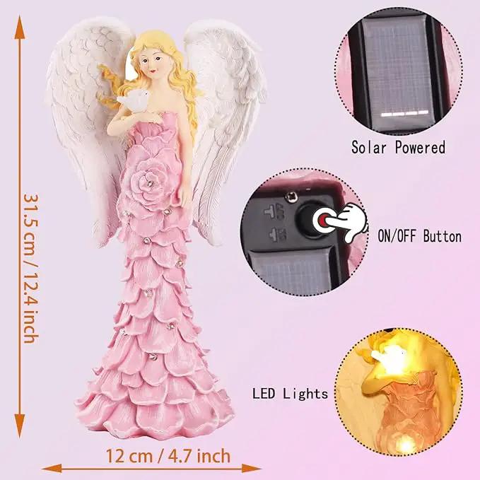 Solar Angel Garden Statues Outdoor with LED Lights –Garden Angel Figurine- Outdoor Lawn Decor Garden Figurine for Patio, Balcony, Yard, Ornament - Unique Housewarming Gifts by GreenHaven Gardens