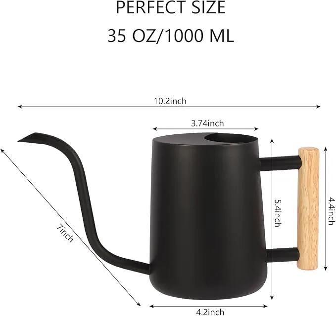 Plant Watering Can,35oz Metal Watering Can,Stainless Steel Watering Can Indoor Plants with Long Curved Spout,Small Watering Can for Indoor Plants,Bonsai Outdoor Garden Modern Decorative(Black) by GreenHaven Gardens