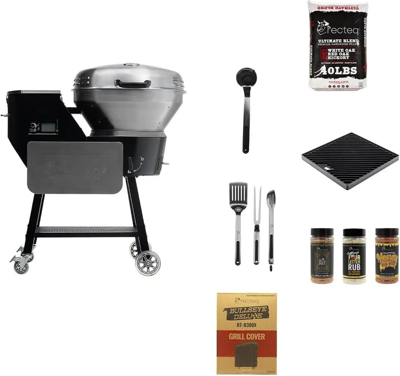 recteq Pellet Grill RT-B380X Bullseye Deluxe + Searing Essentials Bundle, WiFi Enabled Electric Pellet Smoker Grill, Wood Pellets, BBQ Outdoor, Smoke, Sear, and More by GreenHaven Gardens
