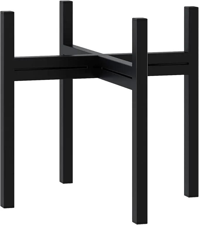 FaithLand Mid Century Plant Stand Indoor Outdoor (EXCLUDING 8" Plant Pot), Metal Planter Stand, Potted Plant Holder, Black, Hold Up to 8 Inch Planter - Upgraded Design by GreenHaven Gardens