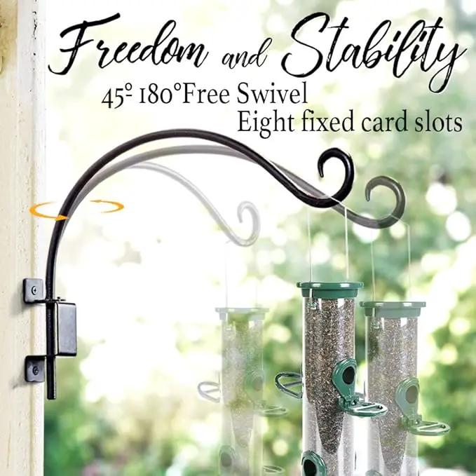 Swivel Bird Feeder Hanger Hook: Swivel Hanging Plant Bracket Outdoor - Wall Mount Swivel Hanging Hook for Bird Feeder 12Inch 2Packs by GreenHaven Gardens