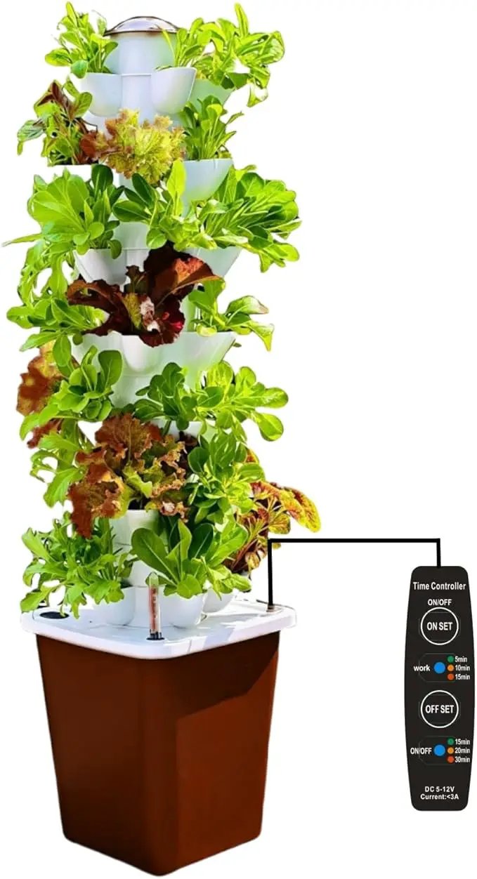 Hydroponic Growing System Kit – Indoor Vertical Hydroponic Garden Tower, 35 Planting Pods，Indoor Herb Garden,Lettuce Vegetables Hydroponic Growing Kit by GreenHaven Gardens