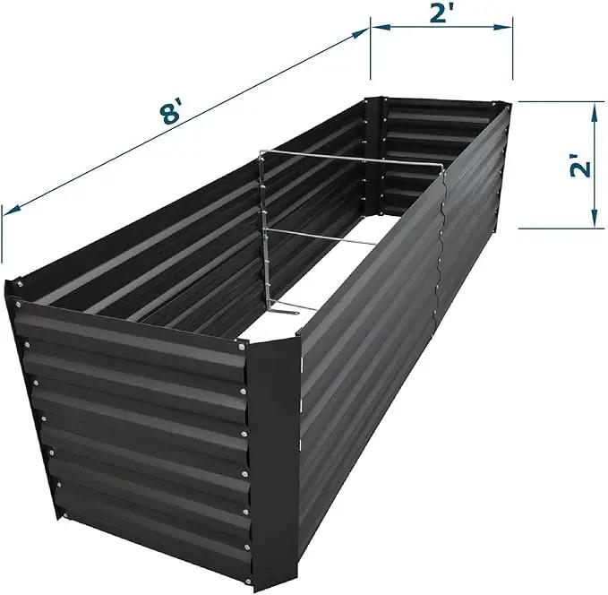 8x2x2FT Metal Raised Garden Bed Kit, Galvanized Outdoor Garden Bed Planter Box for Vegetables, Flowers, Herbs, Succulents and More, Black by GreenHaven Gardens