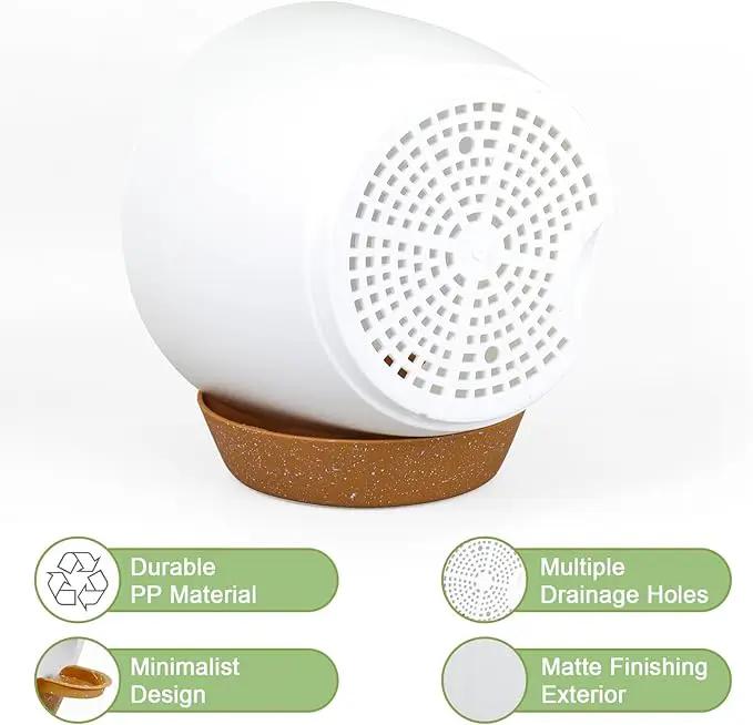 12/10/9 inch Large Self Watering Pots, Plant Pots with Mesh Drainage Holes for Indoor Outdoor Garden Plants, Flower Pots with Deep Reservoir, 3 Pack Plastic Planters, White with Brown by GreenHaven Gardens