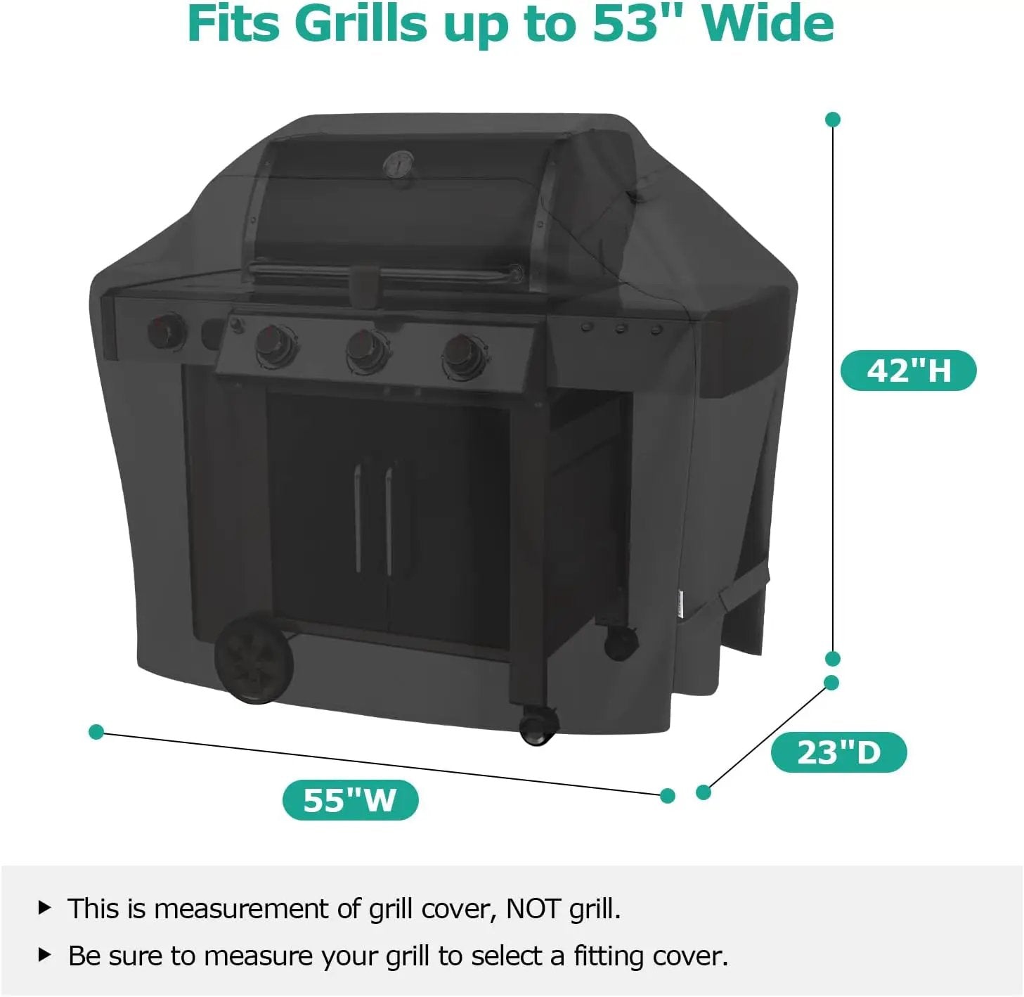 SunPatio Grill Cover 55 Inch, Outdoor Heavy Duty Waterproof Barbecue Gas Cover, UV & Fade Resistant, All Weather Protection Compatible for Weber Charbroil Nexgrill Kenmore Grills and More, Black by GreenHaven Gardens