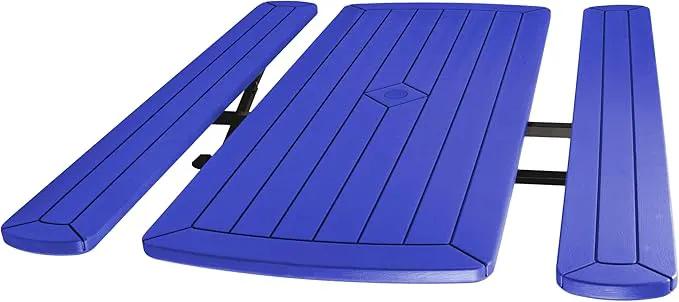 OEF Furnishings Heavy Duty Blow Molded Folding Picnic Table - Blue, Black Fram by GreenHaven Gardens