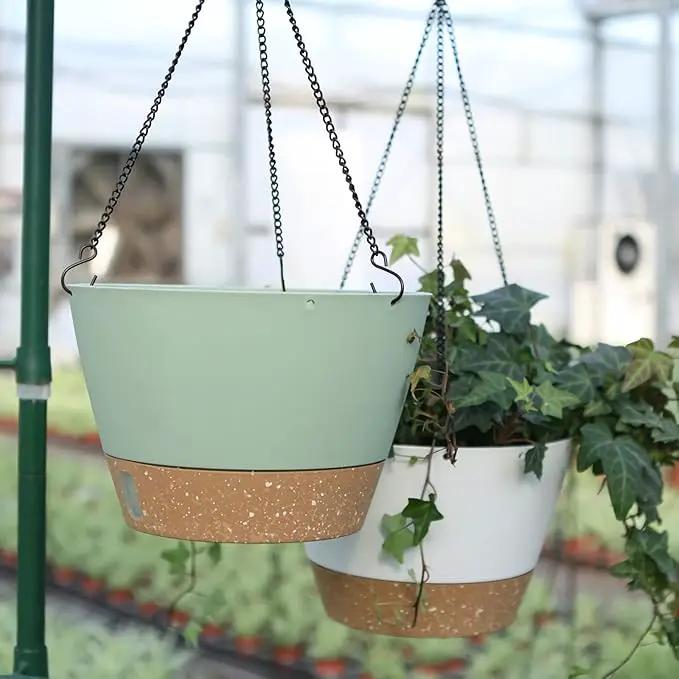 ZMTECH Hanging Planters for Indoor Plants Set of 2 Self Watering Hanging Pots Hanging Baskets Hanging Flower Pots for Outdoor Hanging Plants(10 Inch, Green) by GreenHaven Gardens