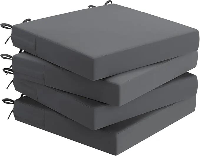 AAAAAcessories Outdoor Seat Cushions for Chairs, Waterproof, Fade-Resistant Patio Furniture Replacement Cushions, 18.5" x 16" x 3", Set of 4, Dark Gray by GreenHaven Gardens