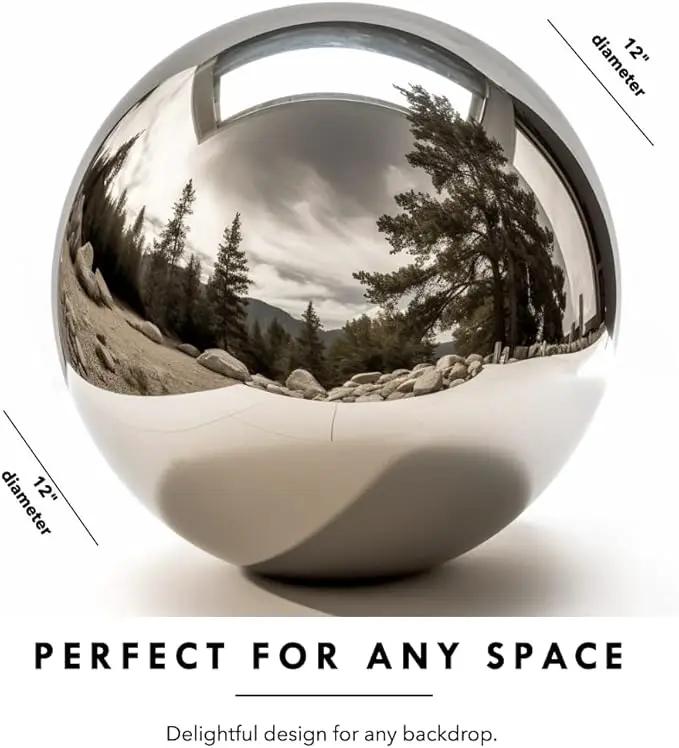 12 Inch Stainless Steel Gazing Globe,v2croft Hollow Ball Mirrored Surface Polished Shiny Sphere,Garden Stainless Steel Gazing Ball for Outdoor Lawn Pond Yard Ornament(Silver) by GreenHaven Gardens