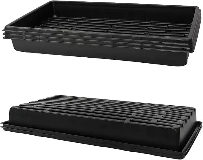 Plant Growing Nursery, Standard 1020 Trays Plastic Sturdy Farmer Self Seedling Tray for Microgreens Indoor Nursery Pots Transplantation (5-Pack, 21.6"×11.2", 2.52" Deep, no Holes) by GreenHaven Gardens