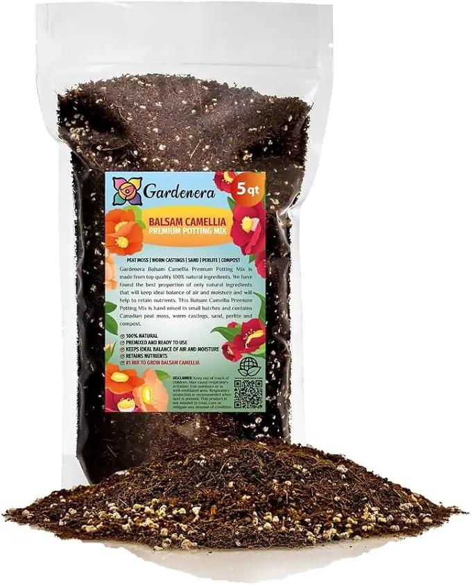 Premium Balsam Camellia Potting Soil Mix - Perfect Balance of Nutrients, Drainage, and Aeration for Thriving Blooms - 5 Quart by GreenHaven Gardens