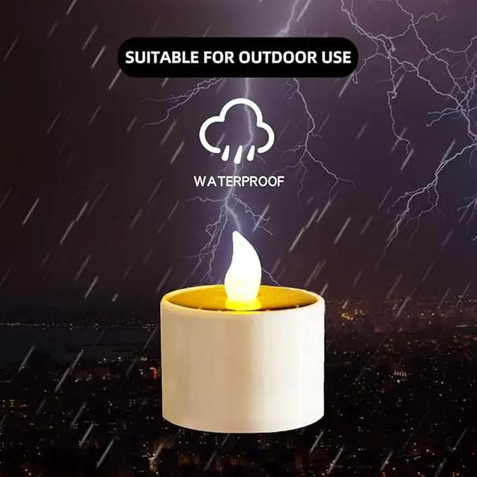 Solar Candle Lights,Flameless Candle Lights,Solar Rechargeable Tea Wax lamp,6 flameless Candle Light, Suitable for Wedding, Valentine's Day, Halloween, Christmas (Small Solar Candle) by GreenHaven Gardens