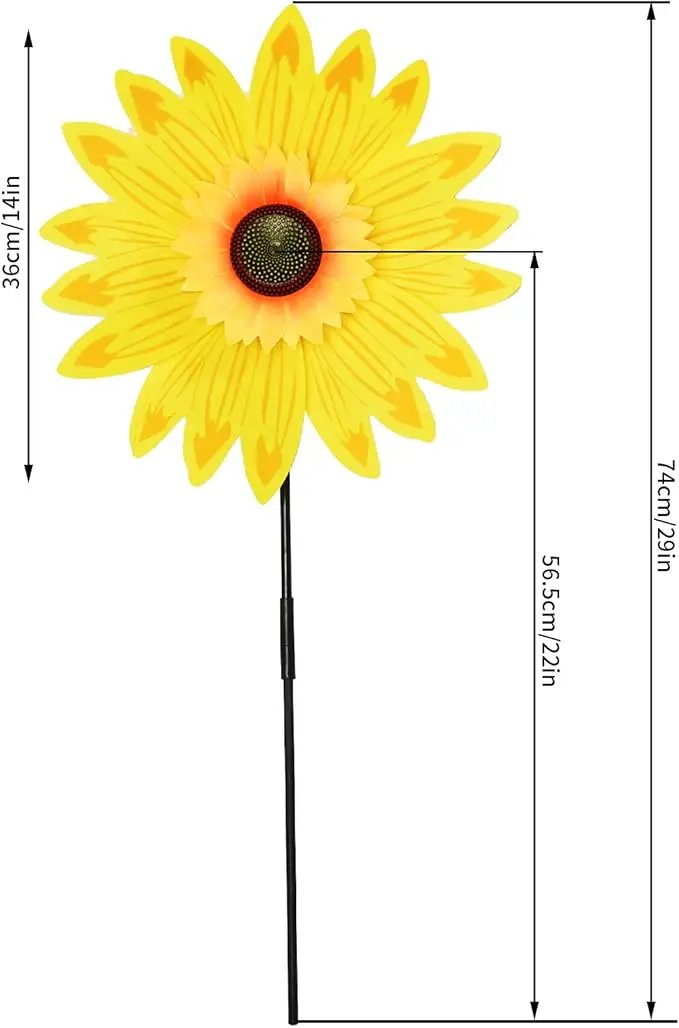 6pcs Sunflower Lawn Pinwheels Wind Spinners Large Windmill Pinwheel for Garden,Yard, Party Outdoor Decor (Sunflower Pinwheels) by GreenHaven Gardens