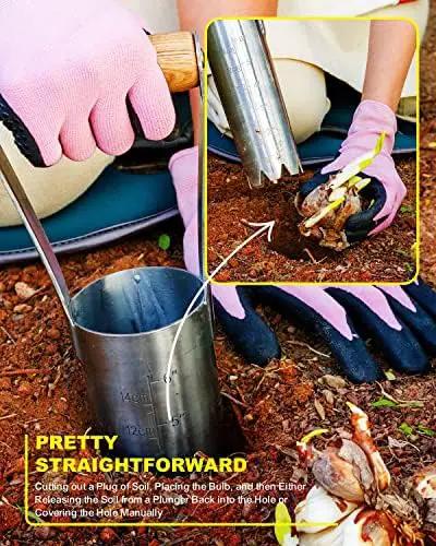 Bulb Planter Tool with 6 Inch Depth Measurment Tulip Bulb for Planting Tulip Daffodils Dahlias Garlics Bulbs Spring Fall Planting Handhold Planting Tool Garden Bulb Transplanter Hole Digger by GreenHaven Gardens