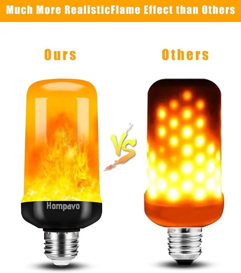 Hompavo 【Upgraded】 LED Flame Light Bulbs, 4 Modes Flickering Light Bulbs with Upside Down Effect, E26/E27 Flame Bulb for Halloween, Christmas, Party, Indoor and Outdoor Home Decoration (4 Pack) by GreenHaven Gardens