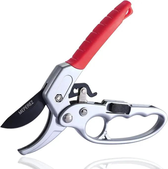 Ultra Sharp Germany Steel Pruning Shears - Cuts 3X Easier, Weak Hand Arthritis Snips, Rust-Resistant, Effortlessly 1-Inch Cut Capacity Garden Scissors, Ergonomic Handle (Red) by GreenHaven Gardens