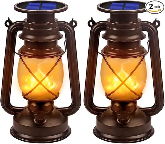 Solar Lantern Outdoor Hanging Solar Lights Dancing Flame Led Waterproof Camping Lamps, Landscape Decor for Table Patio Garden Yard Pathway Porch 2 Pack by GreenHaven Gardens