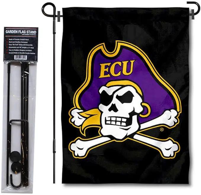 College Flags & Banners Co. East Carolina Pirates Garden Flag with Pole Stand Holder by GreenHaven Gardens