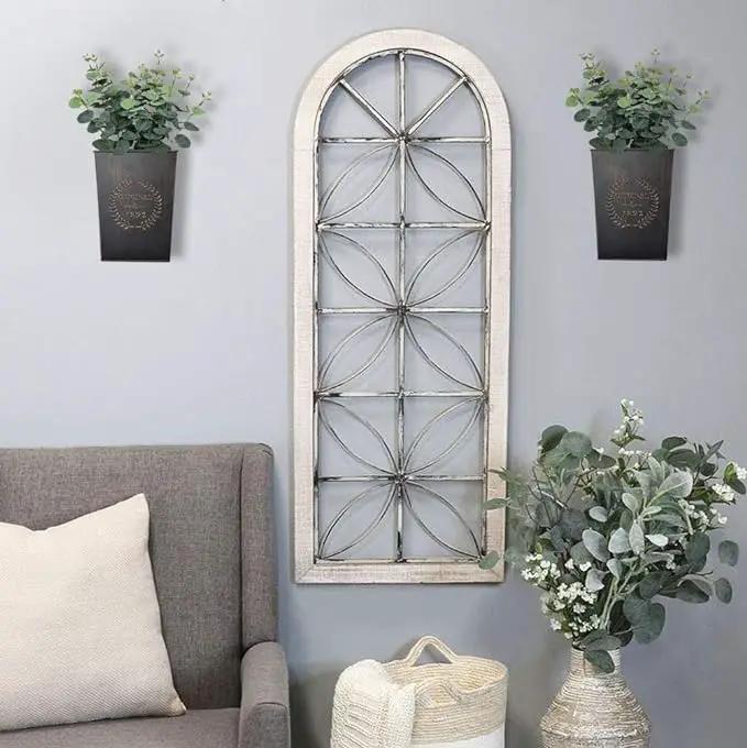 LESEN Rustic Metal Wall Planter Country Home Hanging Wall Vase Pocket for Plants or Flower Indoor or Outdoor Farmhouse Wall Decor,Set of 2 by GreenHaven Gardens