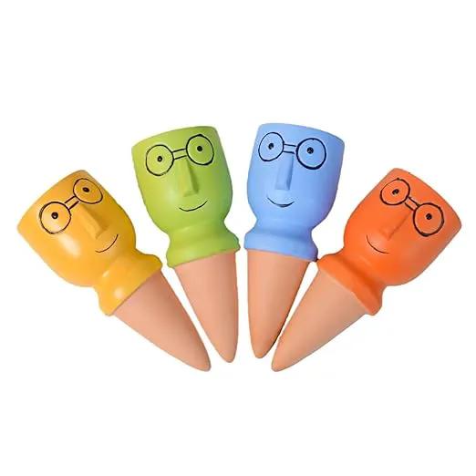 4 Pack Plant Watering Devices, Terracotta Watering Spikes, Vacation Self Watering Planter Insert, Automatic Plant Waterer for Indoor Outdoor Plants (Big Head) by GreenHaven Gardens