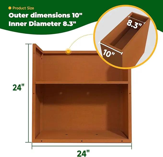 Corten Steel Metallic Heavy Planter for Outdoor Plants 24"x10"x24" Metal Planter Spliced Flower Pot with Partitions for Outside,Indoor,Garden (Corten, 24 * 10 * 24) by GreenHaven Gardens