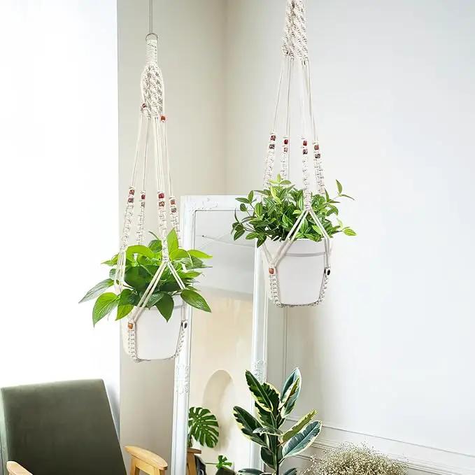 Belit 2 Pack Macrame Plant Hangers Indoor Hanging Planter Basket Decorative Flower Pot Holder Rope for Indoor Outdoor Home Decor by GreenHaven Gardens