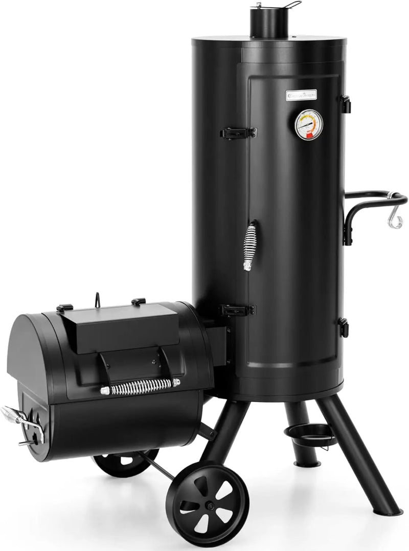 Sophia & William Heavy-Duty Vertical Offset Charcoal Smoker Extra Large Outdoor BBQ Gill with Offset Smoker, 961 SQ.IN. Cooking Area with Warming Tray,Push-out Ash Tray for Event Gathering, Black by GreenHaven Gardens