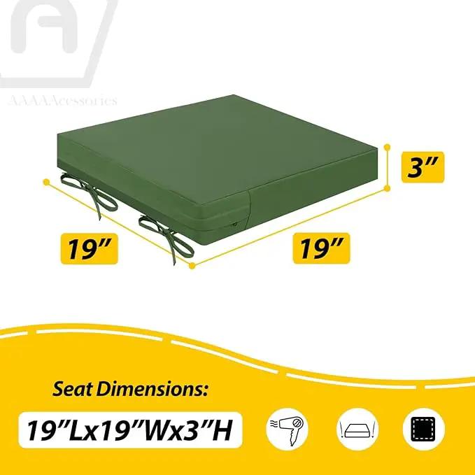 AAAAAcessories Outdoor Seat Cushions for Chairs, Waterproof, Fade-Resistant Patio Furniture Replacement Cushions, 19" x 19" x 3", Set of 2, Dark Moss by GreenHaven Gardens