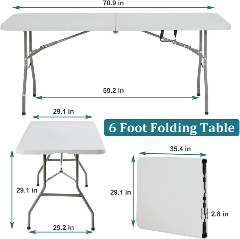 6FT Folding Table, Heavy Duty Plastic Table Portable Fold-in-Half Utility Table Indoor Outdoor Picnic Table w/Handle & Lock for Camping BBQ Party Wedding Market Events, 500LBS by GreenHaven Gardens