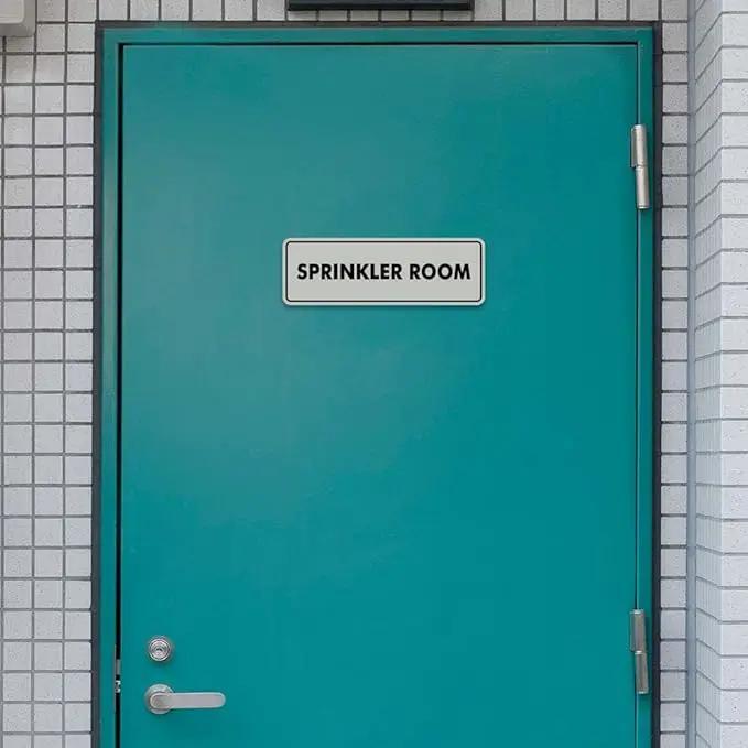 Signs ByLITA Standard Sprinkler Room Sign (Navy Blue/Gold) - Medium by GreenHaven Gardens