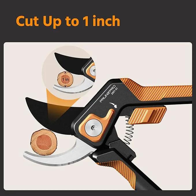 PrunePro Pruning Shears for Gardening Professional Bypass Hand Pruner Stainless Steel Sharp Blade Garden Scissors Plant Flower Garden Clipper Orange 1 Pack by GreenHaven Gardens