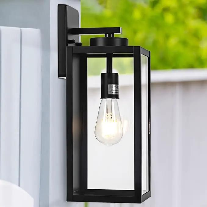 16-inch Large Outdoor Wall Light Fixture, Black Exterior Wall Lantern Waterproof, Farmhouse Porch Sconce Lighting With Glass, Modern Wall-Mounted Outside Lights for House, Garage, Patio Lamp, 2 Packs by GreenHaven Gardens