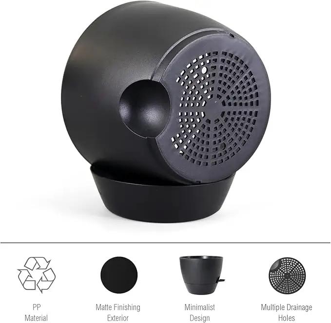 12 inch Large Self Watering Pots for Indoor Outdoor Plants, Flower Plant Pots with Mesh Drainage Holes for Garden House, Plastic Planters with Reservoir for Home Decor, Black by GreenHaven Gardens