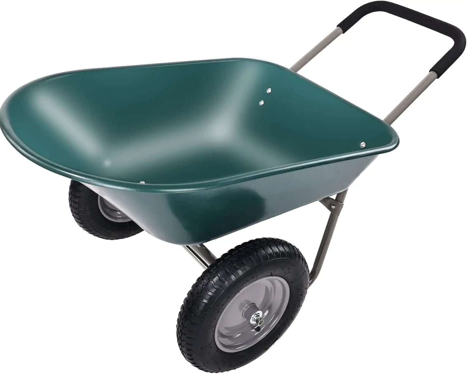 Dual-Wheel Home Garden Yard Utility Wheelbarrow Cart with Built-in Stand by GreenHaven Gardens