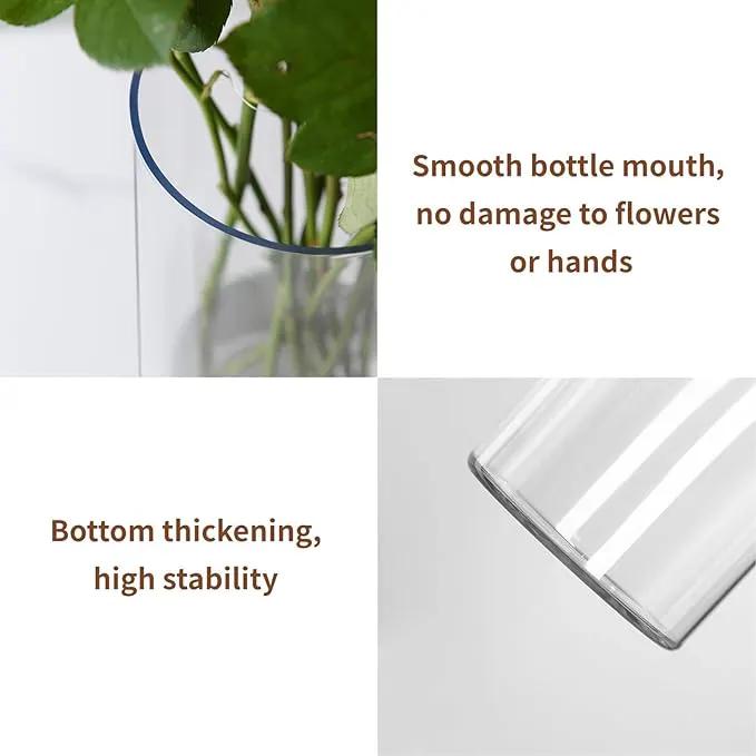 Clear Flower Vase, Non-breakable Vases, 6" W x 10" H, Acrylic Vase, Aesthetic Room Decor Cylindrical Modern Flower Vases for Table Centerpiece, Home Decor, Women Floral Arrangement Gift by GreenHaven Gardens