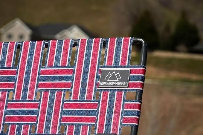 Retro Webbed Camping Chair - Lightweight, Foldable, Durable Steel Frame, 300lb Capacity, Vintage Red/Blue Stripes by Caddis Sports (2) by GreenHaven Gardens