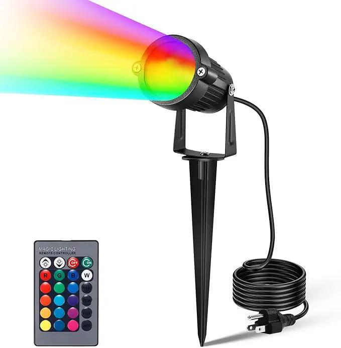 LemonBest Landscape Lighting - 6W RGB Color Changing Halloween Landscape Lights 120V Christmas Outdoor LED Spotlight with Remote Control Waterproof Spot Lights for Yard Garden Patio Driveway (1 Pack) by GreenHaven Gardens