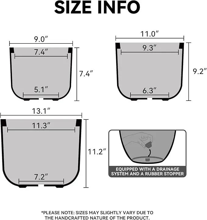 Kante Round Concrete Planter, 11 Inch Dia Classic Style Large Plant Pot with Drainage Hole for Indoor & Outdoor Plants, Ideal for Home, Patio, Garden, Black by GreenHaven Gardens