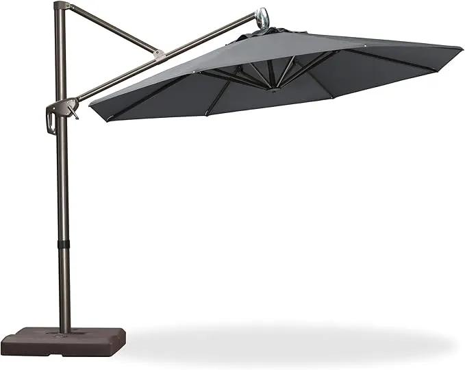 PURPLE LEAF 10FT Cantilever Patio Umbrella with 360-degree Rotation Aluminum Round Outdoor Offset Handing Umbrella for Patio Pool, Deep Grey by GreenHaven Gardens