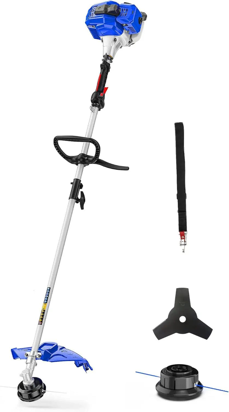 WILD BADGER POWER 26cc Weed Wacker Gas Powered, 3 in 1 String Trimmer/Edger 17'' with 10'' Brush Cutter,Rubber Handle & Shoulder Strap Included by GreenHaven Gardens
