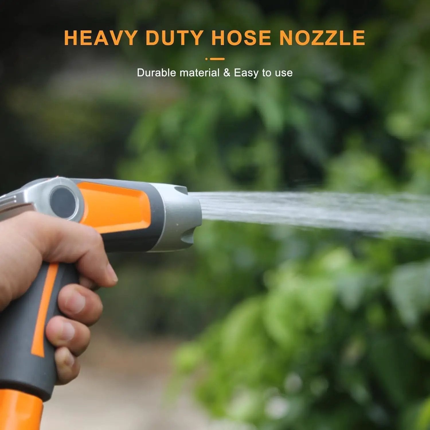 Heavy Duty Garden Hose Nozzle Sprayer - 4 Spray Patterns, High Pressure, Thumb Control Flow Valve w/On-Off, Washers for Watering, Car & Pet Washing by GreenHaven Gardens